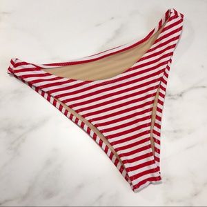 High hip striped bikini bottom